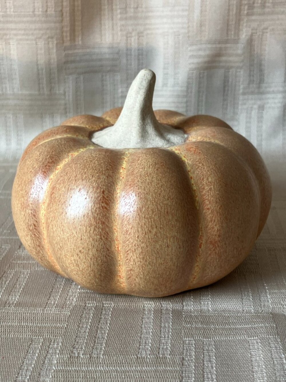 Decorative Ceramic Pumpkin Small Round Speckled Tan, Yellow & Orange Fall